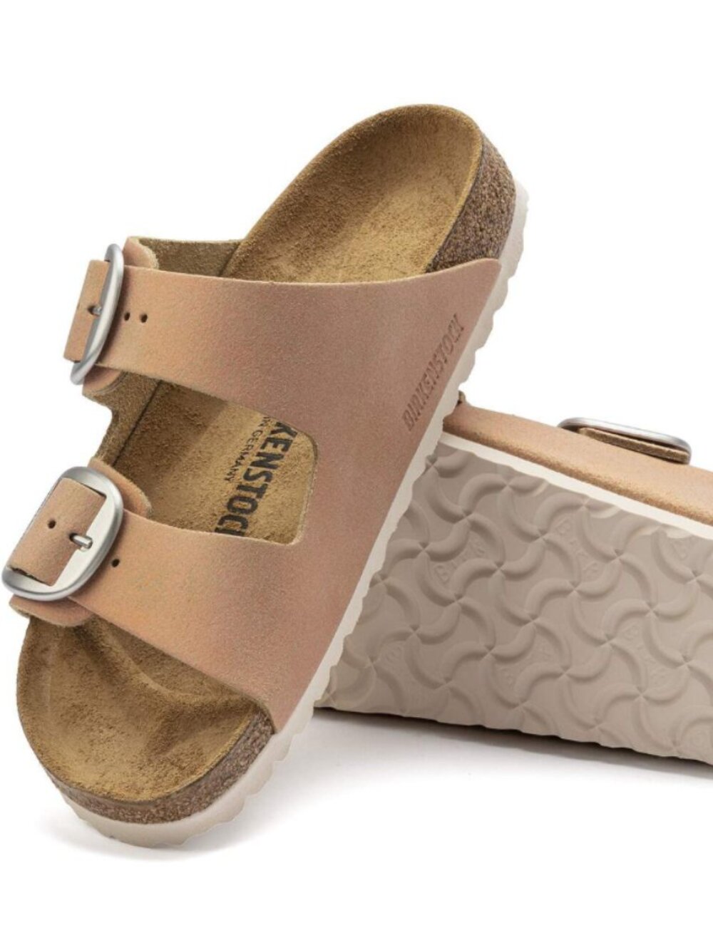Birkenstock Arizona Big Buckle Washed Metallic Copper Suede Leather Narrow Width